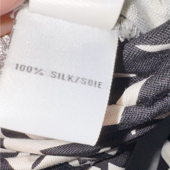 DIANE VON FURSTENBERG Bentley SJ Three Quarter Dress Black White Patterned Dress - Picture 14 of 15